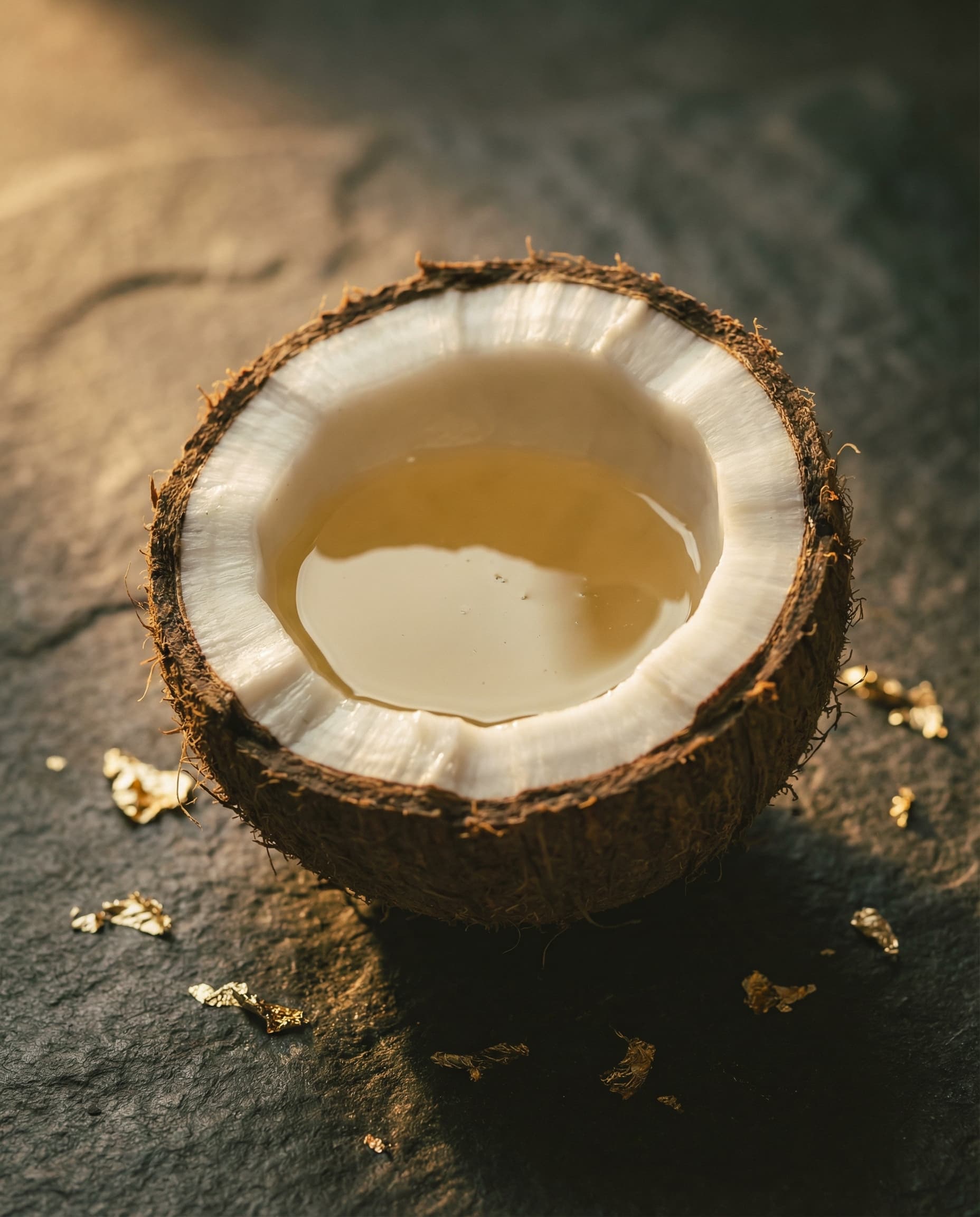 Coconut oil and gold leaf in skincare
